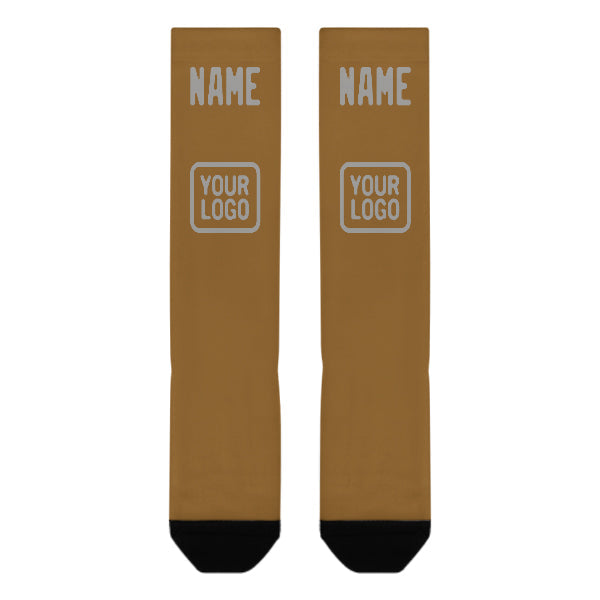 Chaussettes hautes kaki grises personnalisées