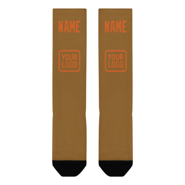 Chaussettes hautes kaki orange personnalisées