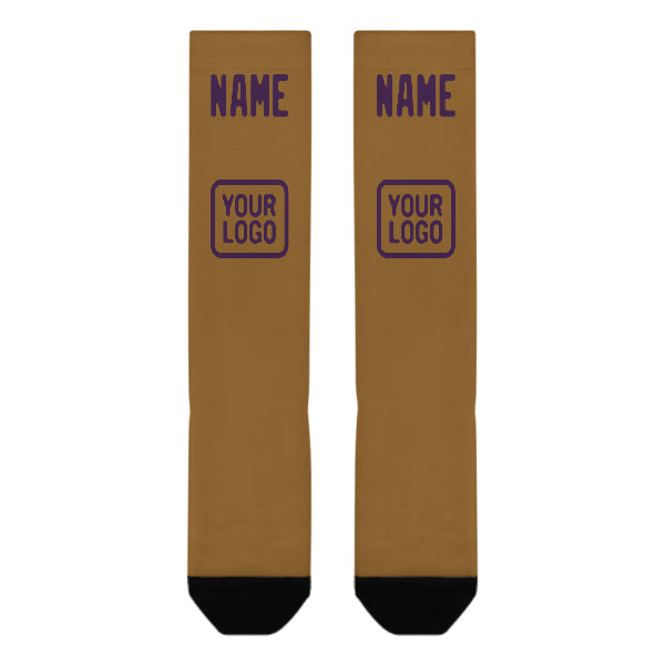Chaussettes hautes kaki violettes personnalisées