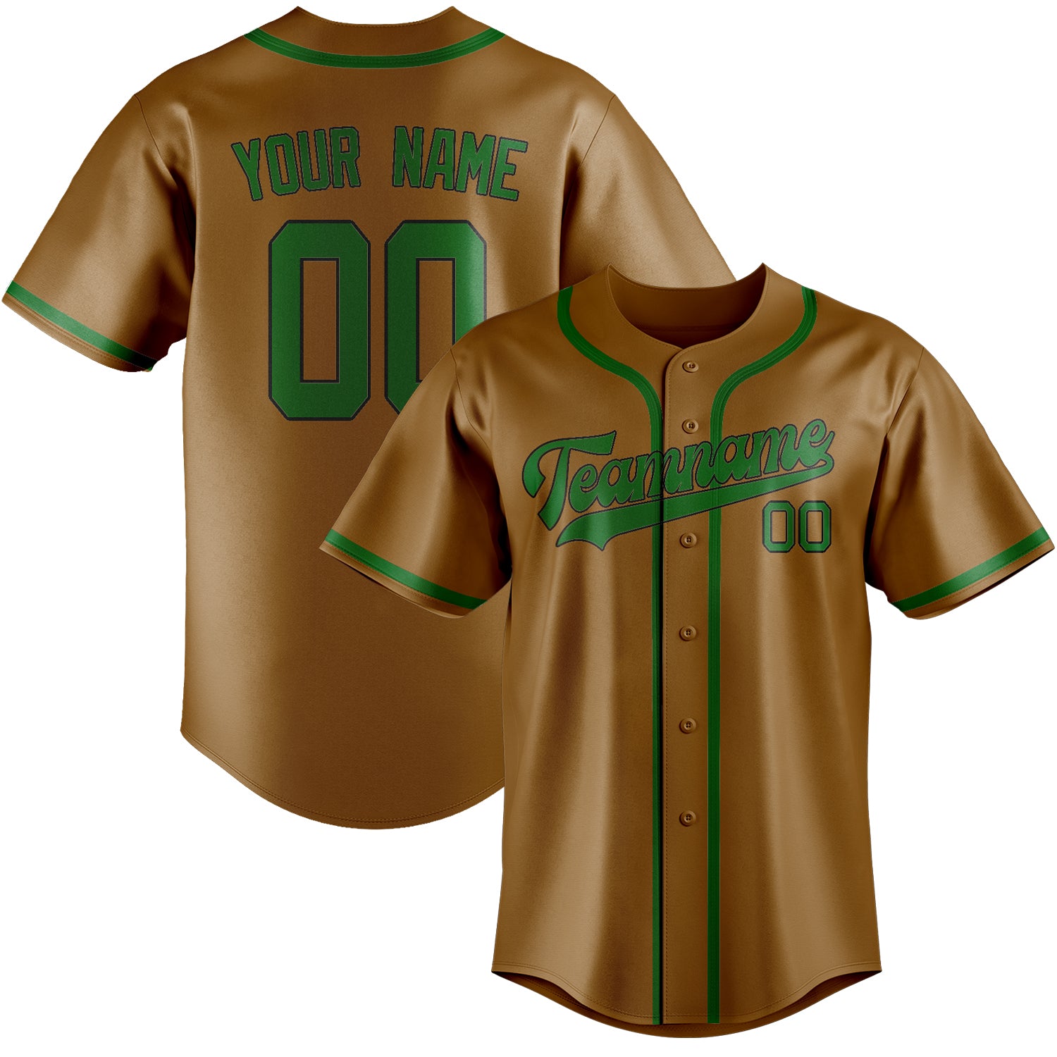 Maillot de baseball personnalisé kaki et vert émeraude