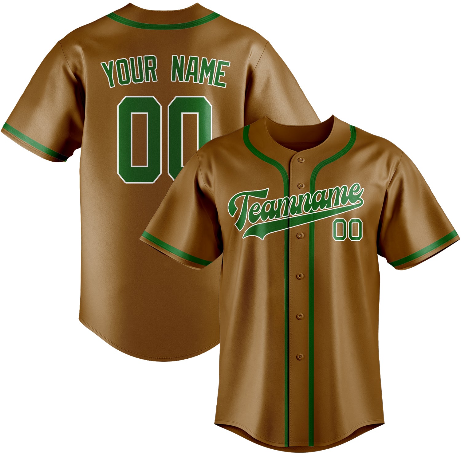 Maillot de baseball personnalisé kaki et vert émeraude