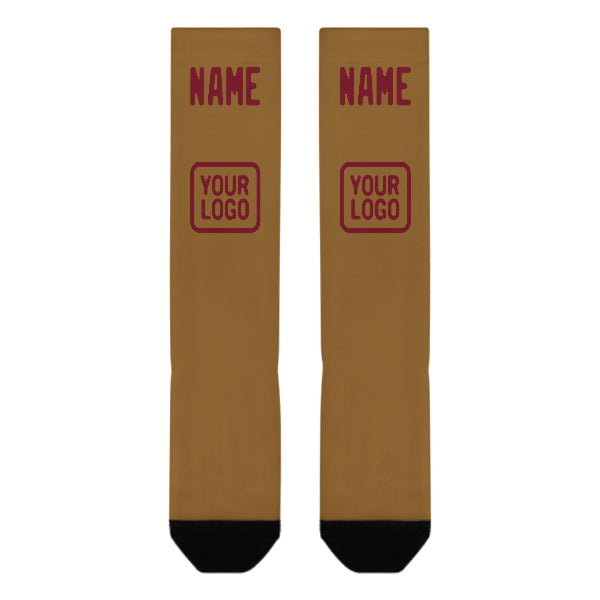 Chaussettes hautes kaki et rouge cramoisi personnalisées