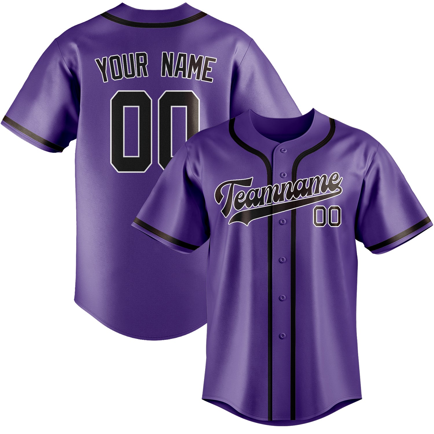 Maillot de baseball personnalisé violet clair et marron