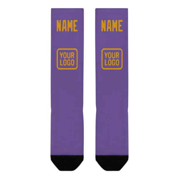 Chaussettes hautes personnalisées violet clair et jaune