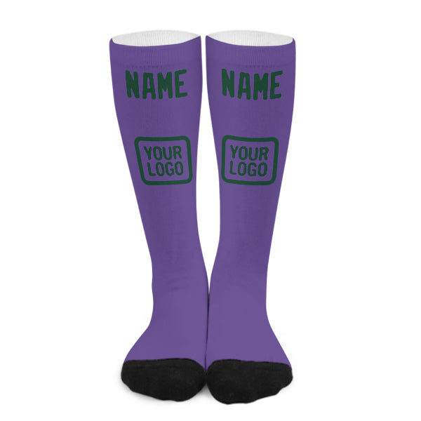 Chaussettes hautes personnalisées violet clair et vert