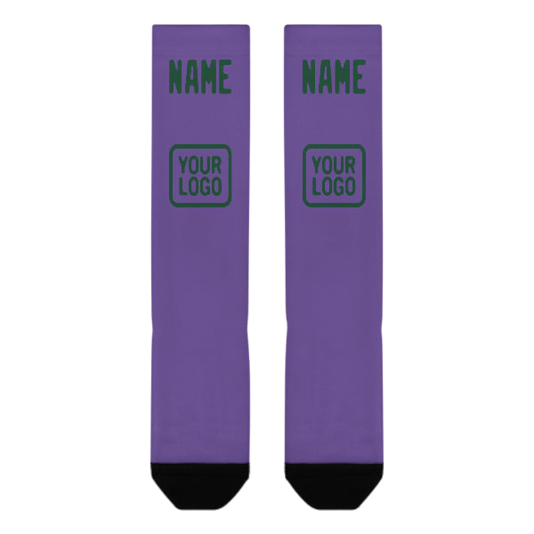 Chaussettes hautes personnalisées violet clair et vert
