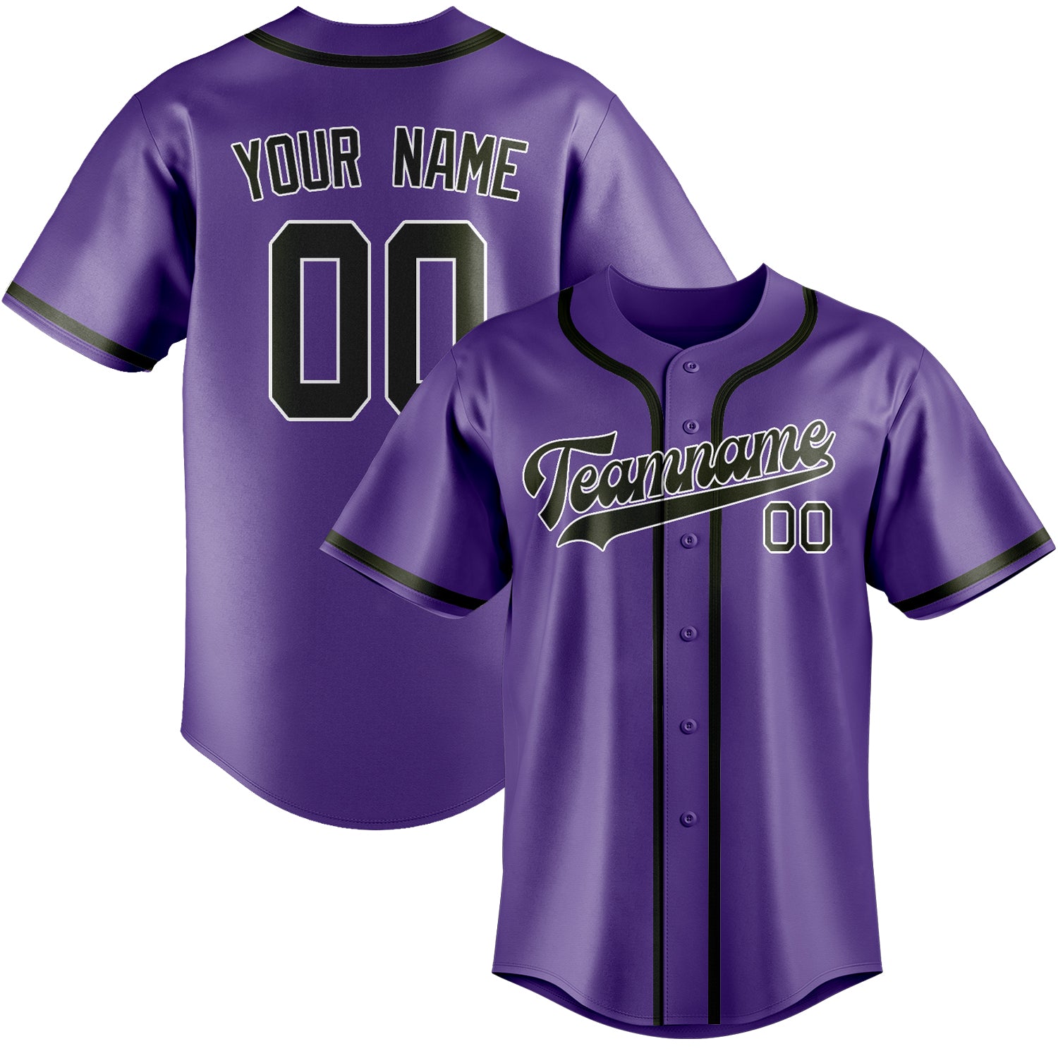 Maillot de baseball personnalisé violet clair olive