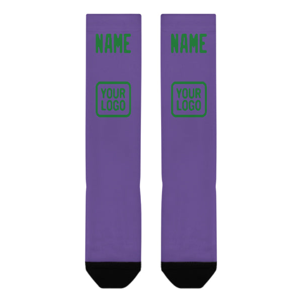 Chaussettes hautes personnalisées violet clair et vert émeraude