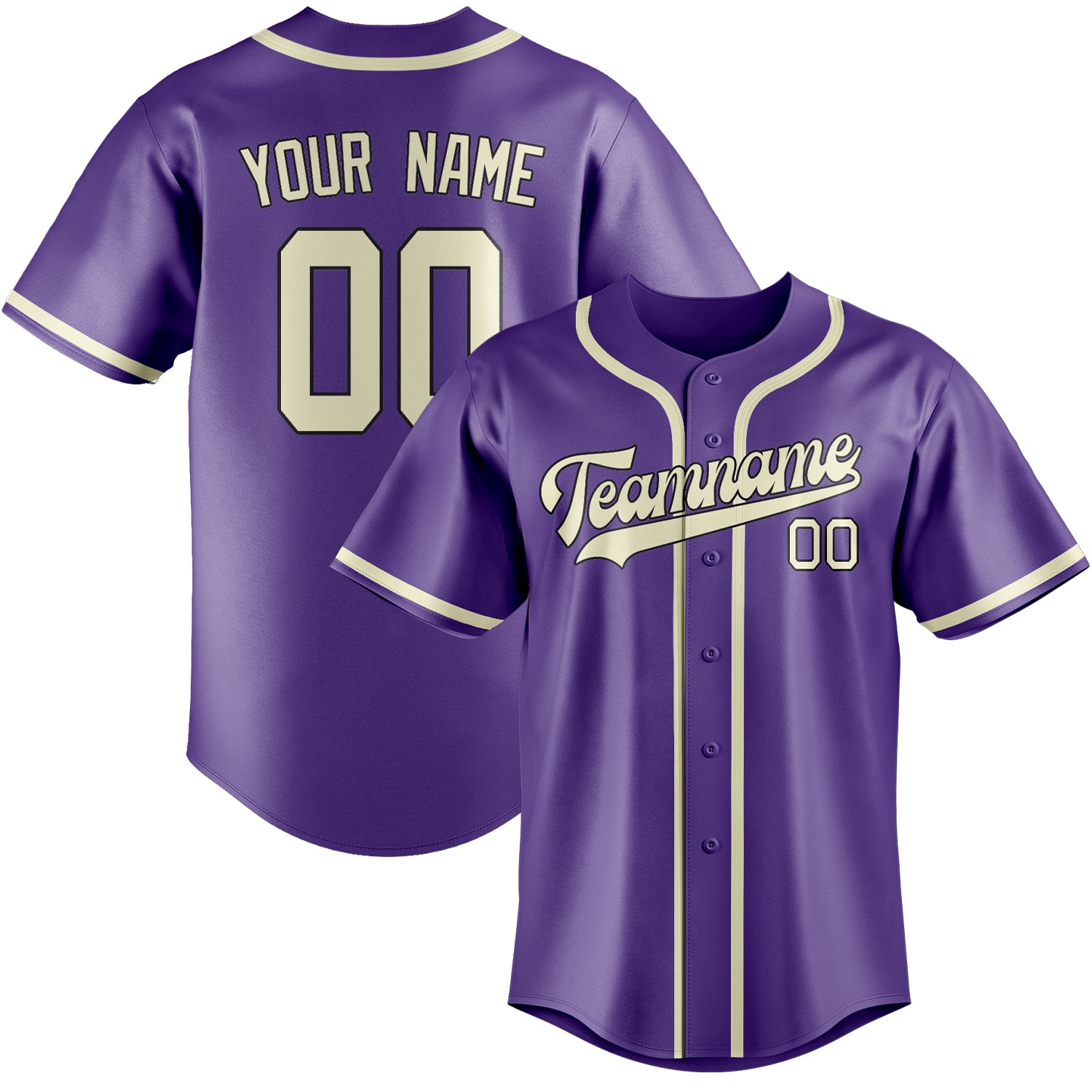 Maillot de baseball personnalisé violet clair et crème