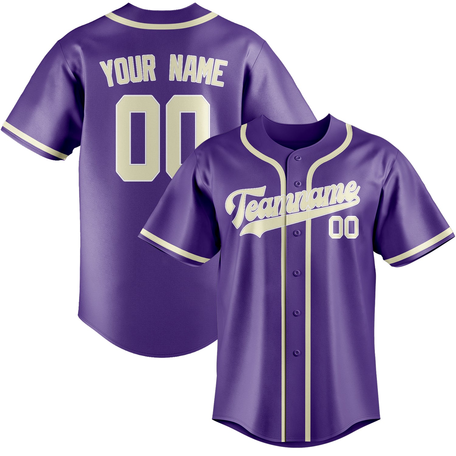 Maillot de baseball personnalisé violet clair et crème