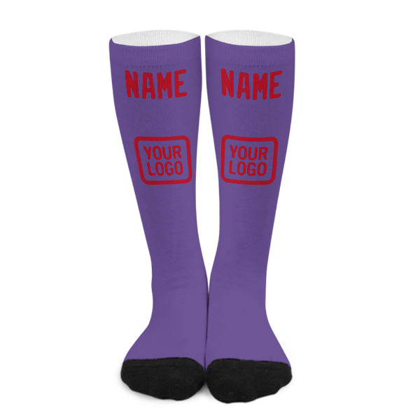 Chaussettes hautes personnalisées violet clair et rouge