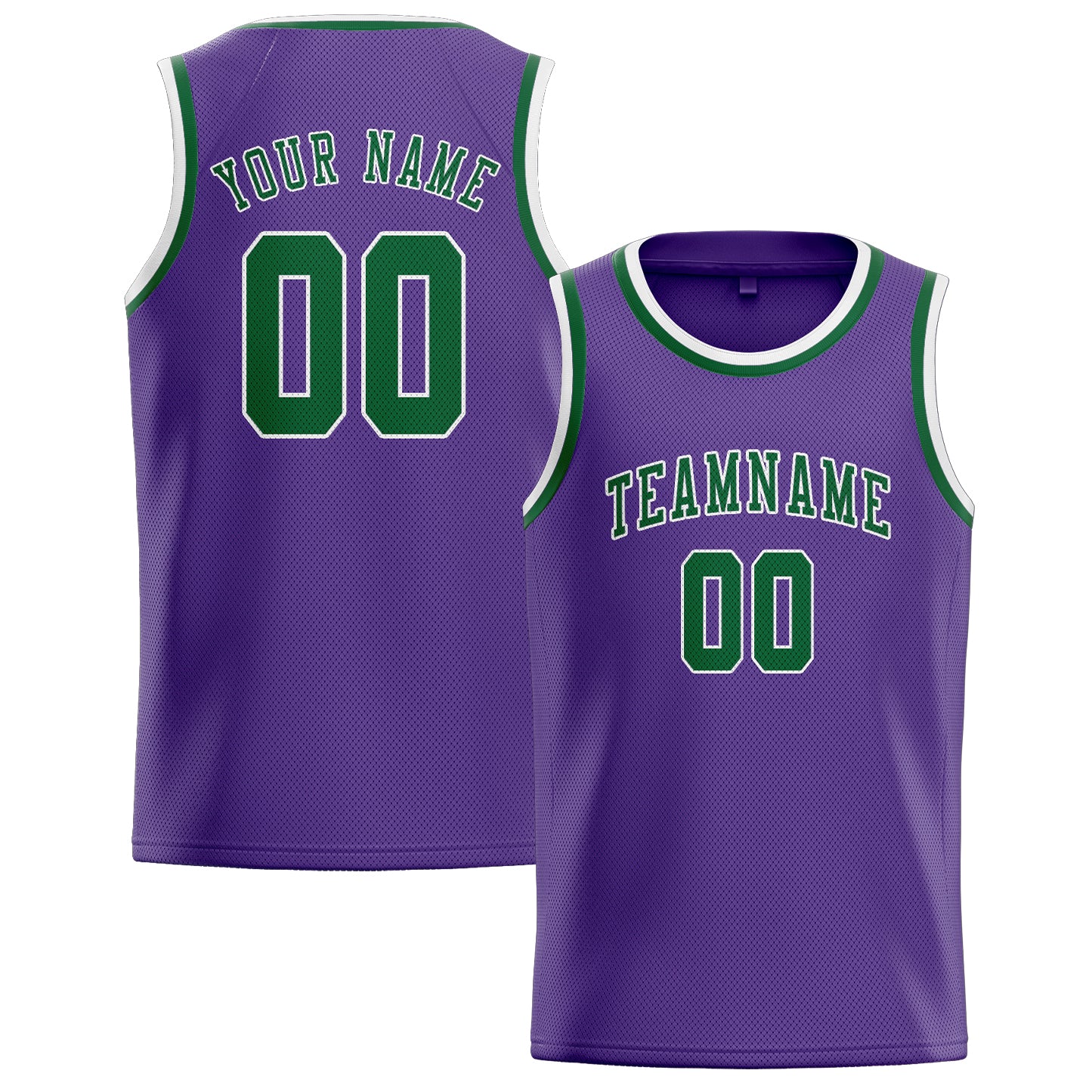 Maillot de basketball personnalisé violet clair et vert