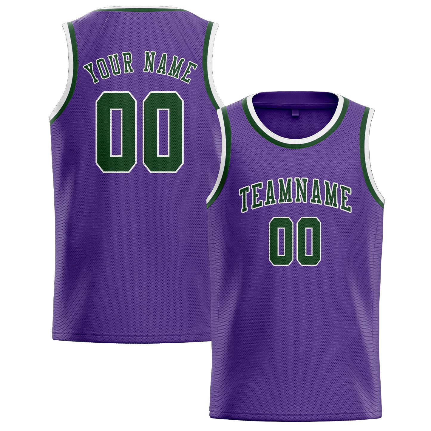 Maillot de basketball personnalisé violet clair et vert foncé