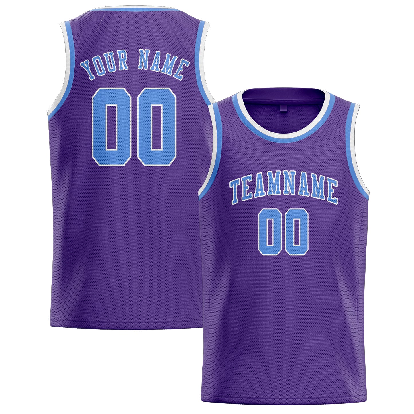 Maillot de basketball personnalisé violet clair et bleu clair