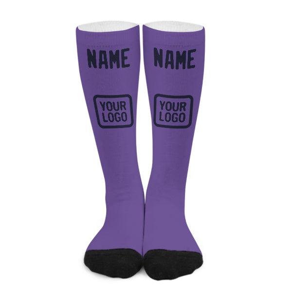 Chaussettes hautes bleu marine lilas clair personnalisées