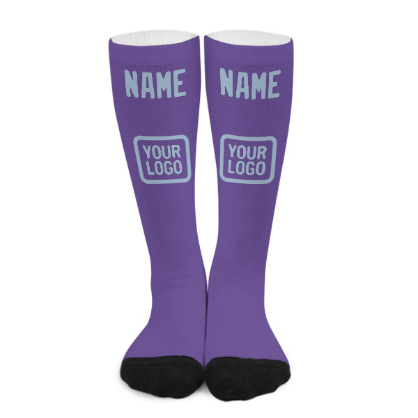 Chaussettes hautes personnalisées violet clair et bleu clair