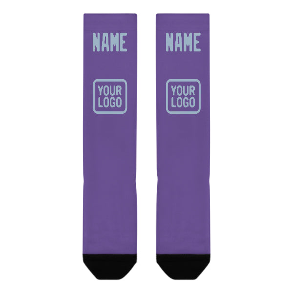 Chaussettes hautes personnalisées violet clair et bleu clair