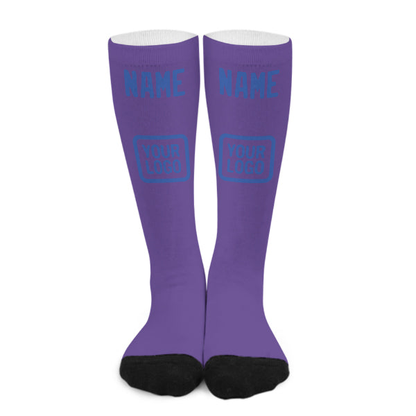 Chaussettes hautes personnalisées violet clair et bleu ciel