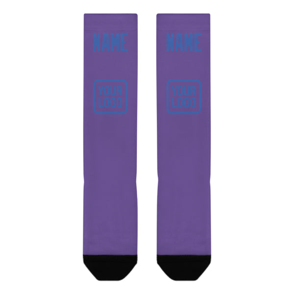 Chaussettes hautes personnalisées violet clair et bleu ciel