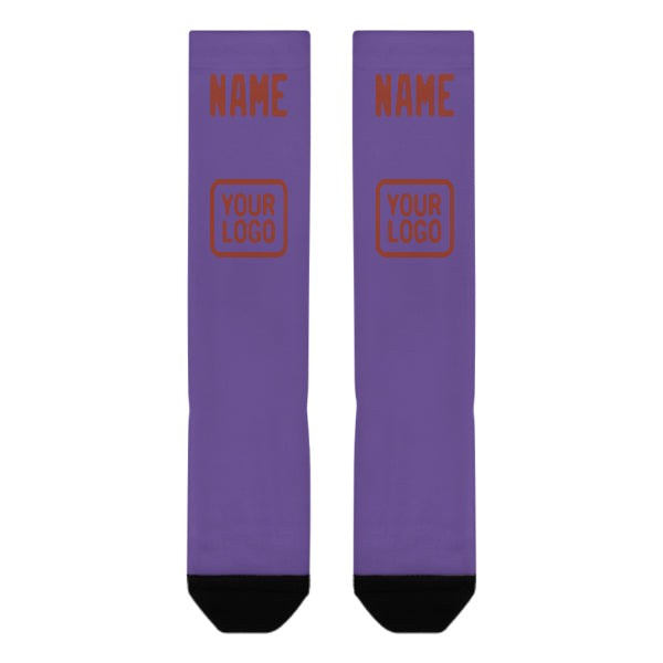Chaussettes hautes personnalisées violet clair corail rouge
