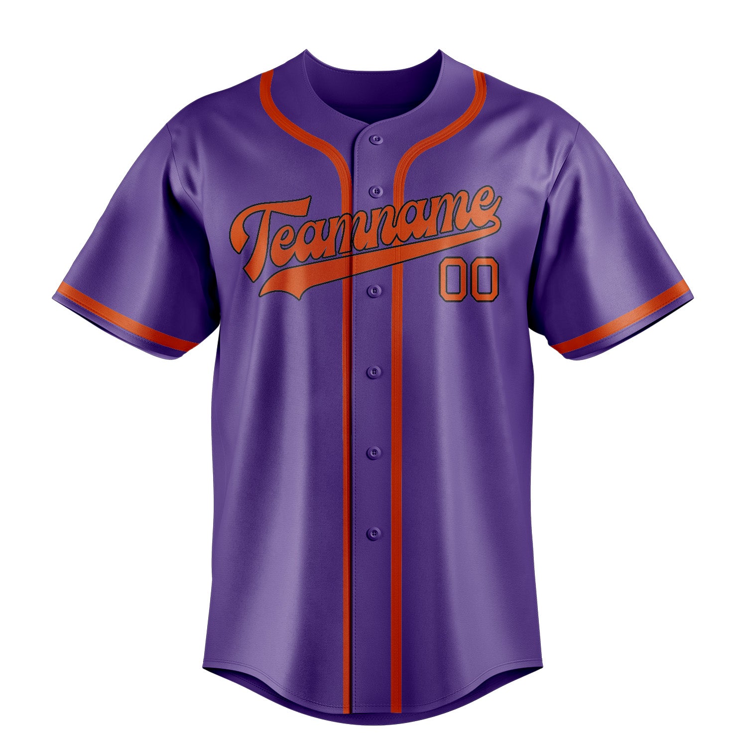 Maillot de baseball personnalisé violet clair, orange et rouge