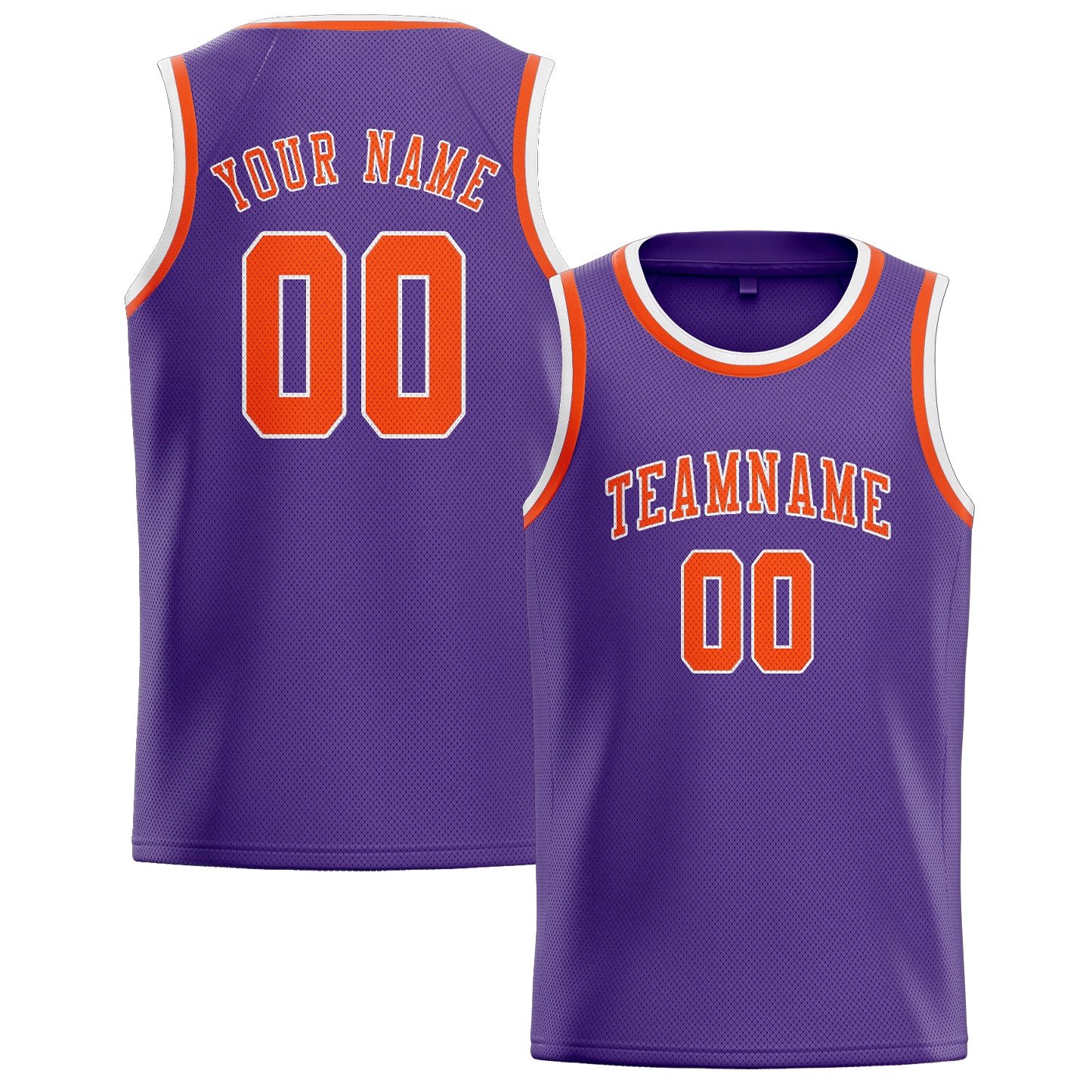Maillot de basketball personnalisé violet clair, orange et rouge