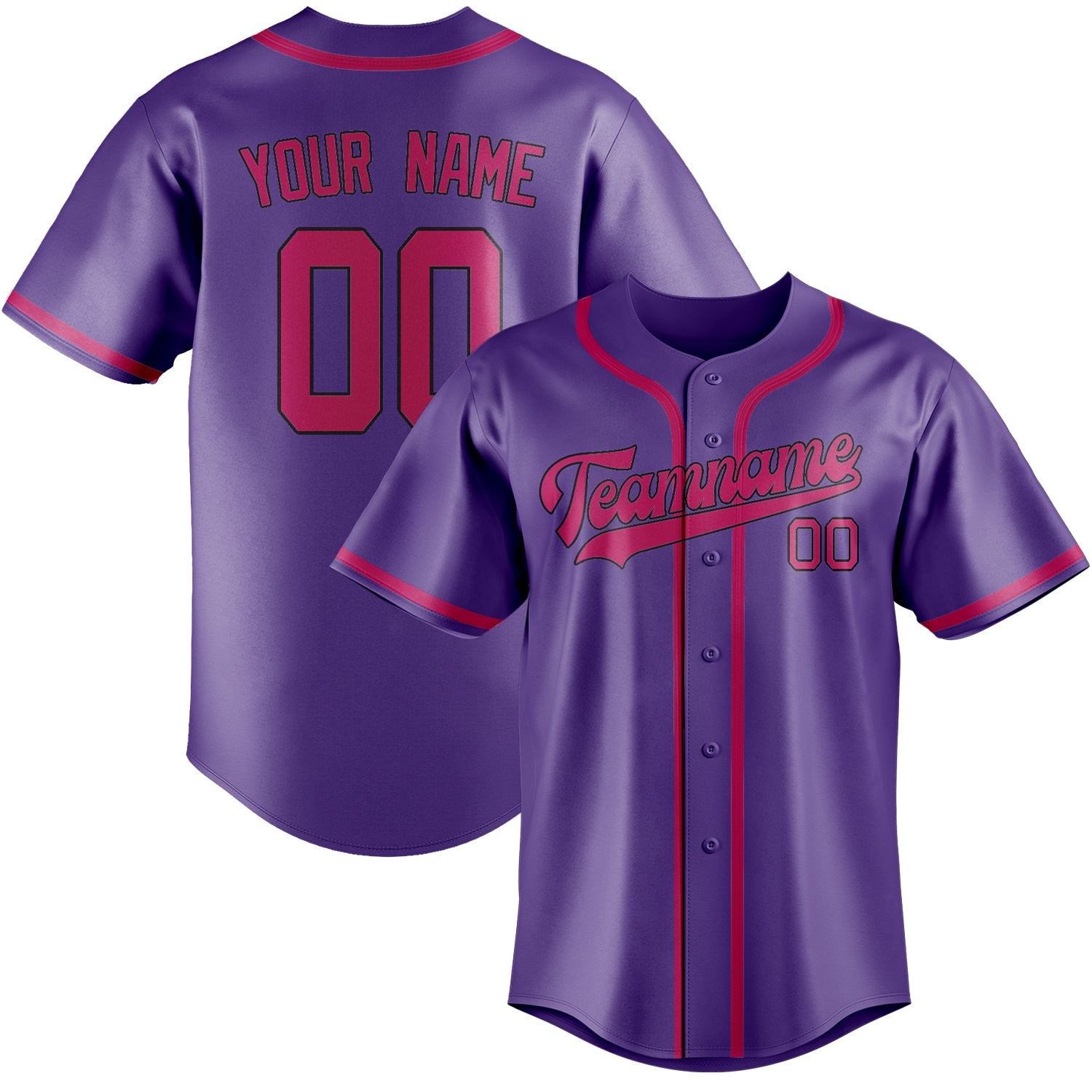 Maillot de baseball personnalisé rose et violet clair