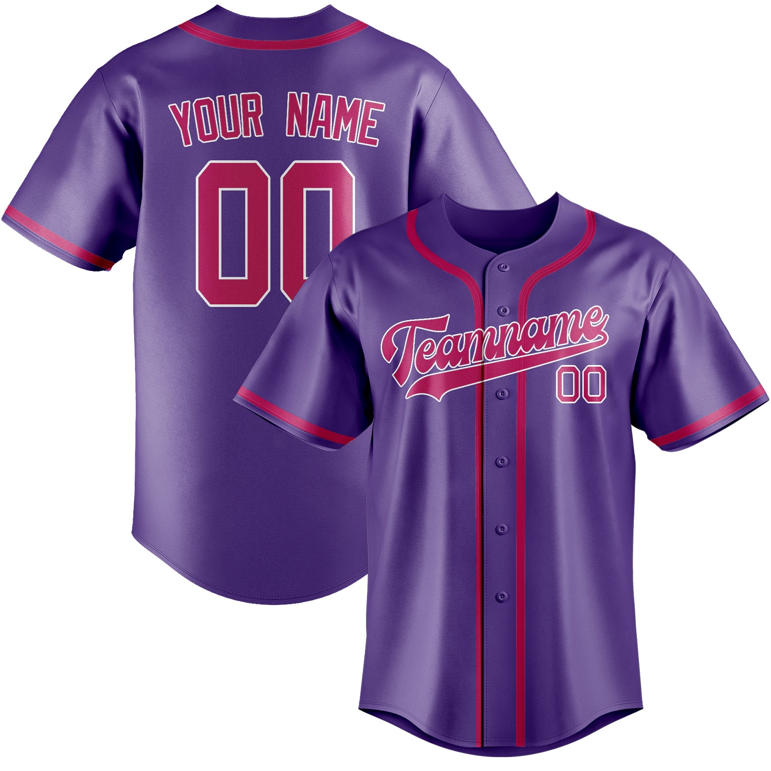 Maillot de baseball personnalisé rose et violet clair