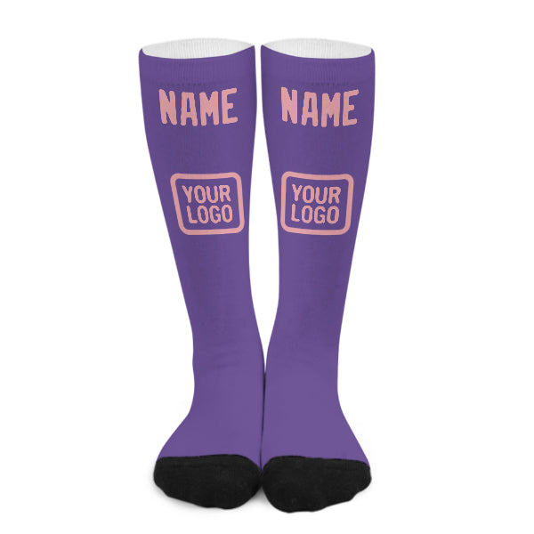 Chaussettes hautes personnalisées lilas clair et rose clair
