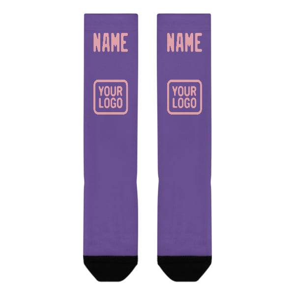 Chaussettes hautes personnalisées lilas clair et rose clair