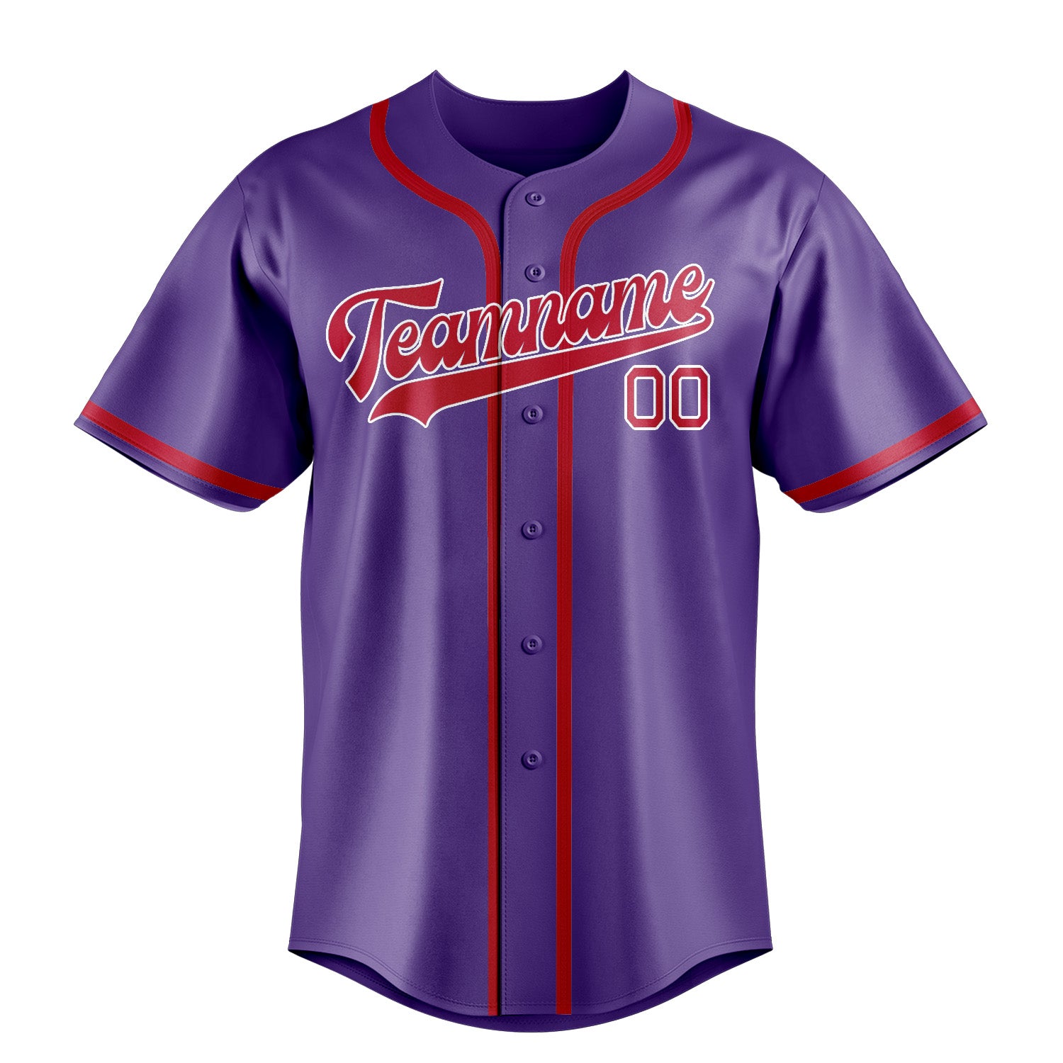 Maillot de baseball personnalisé violet clair et rouge