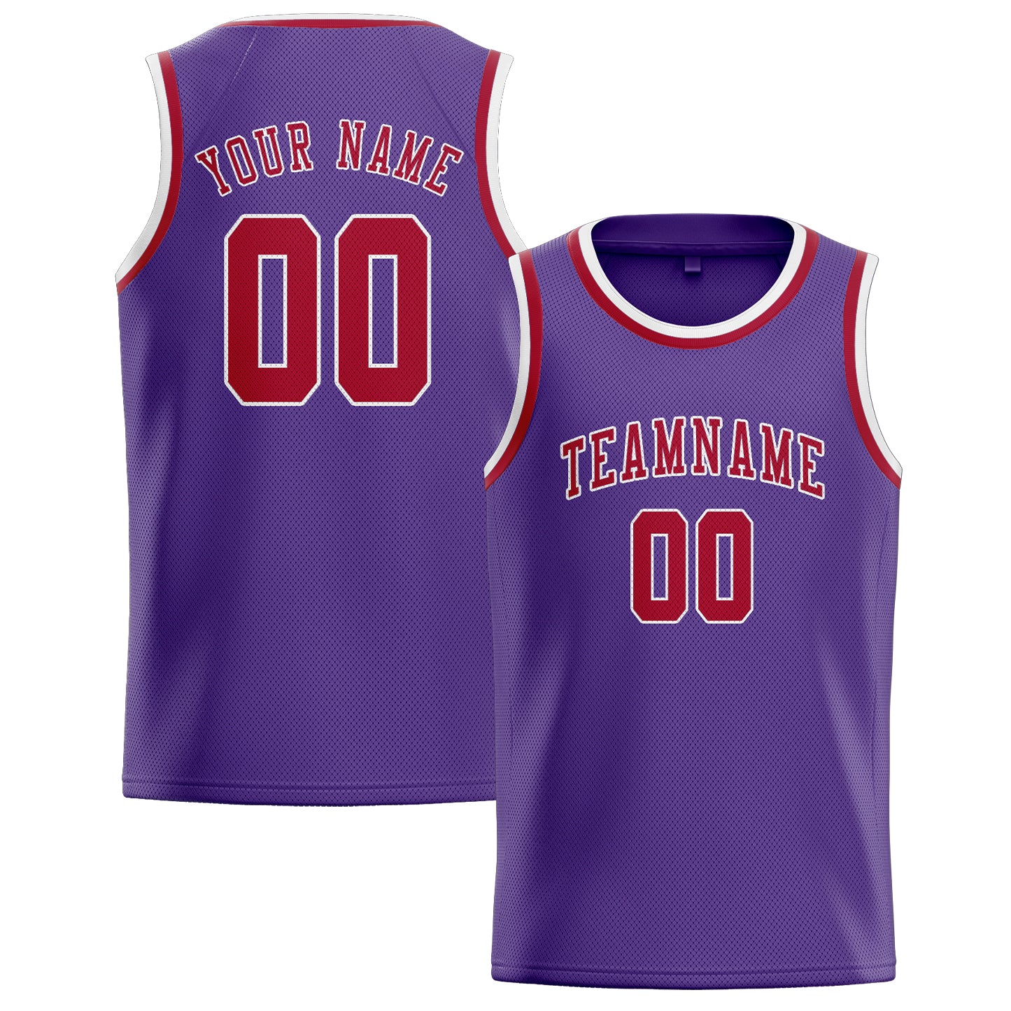 Maillot de basketball personnalisé violet clair et rouge