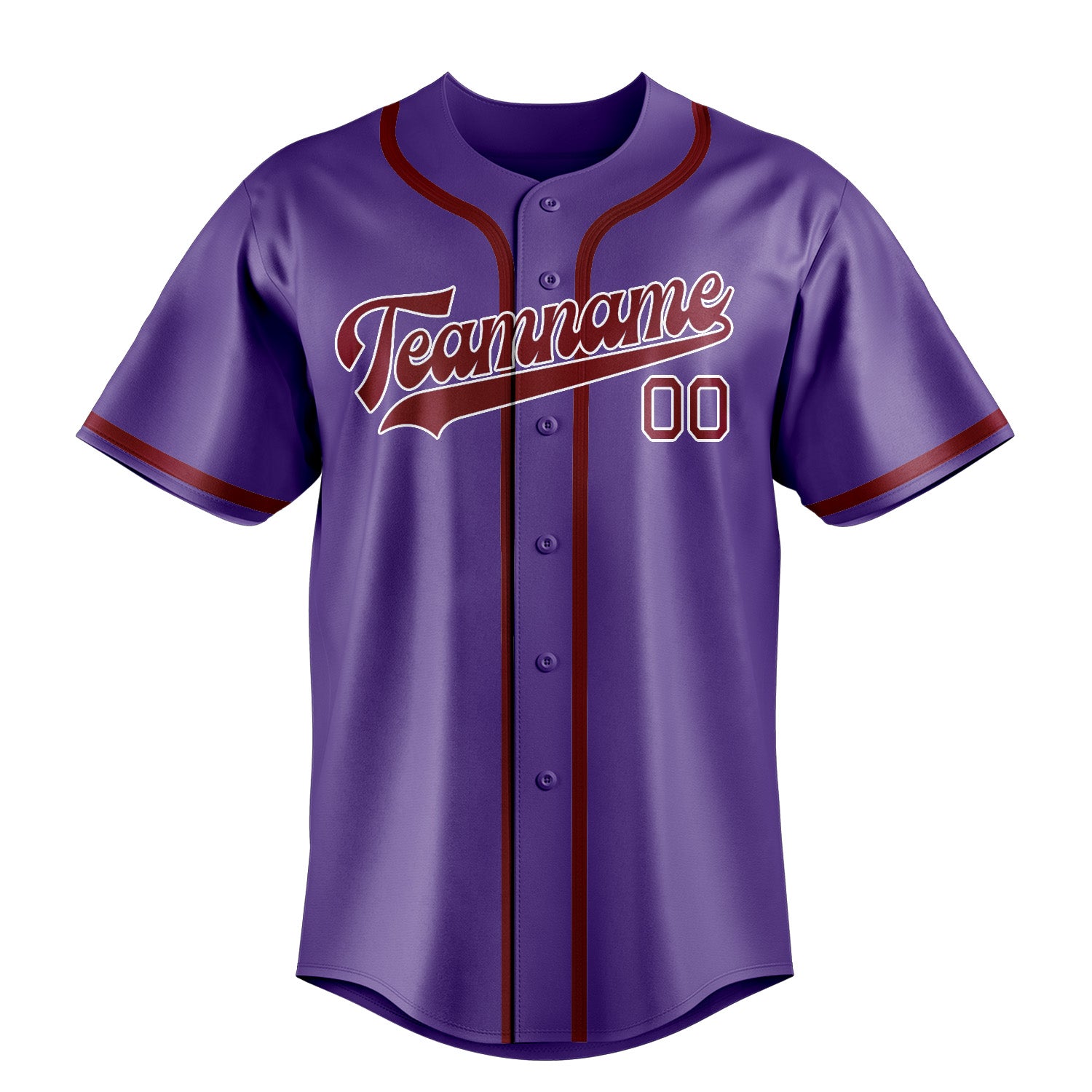 Maillot de baseball personnalisé violet clair et rouge cramoisi