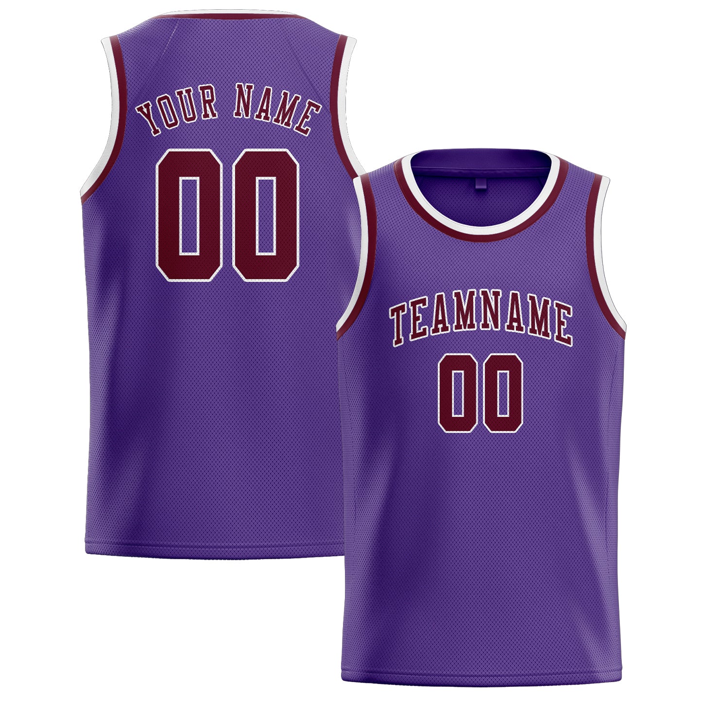 Maillot de basketball personnalisé violet clair et rouge cramoisi