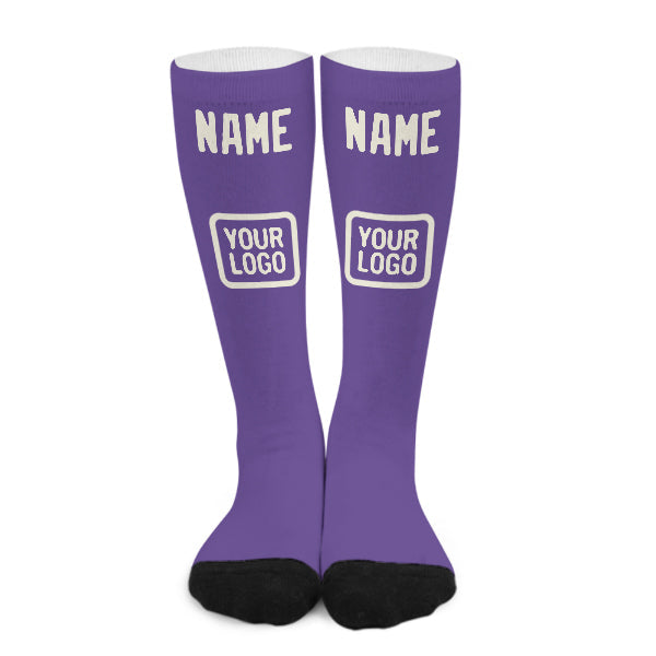 Chaussettes hautes crème lilas clair personnalisées