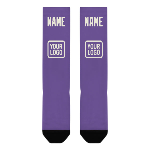 Chaussettes hautes crème lilas clair personnalisées