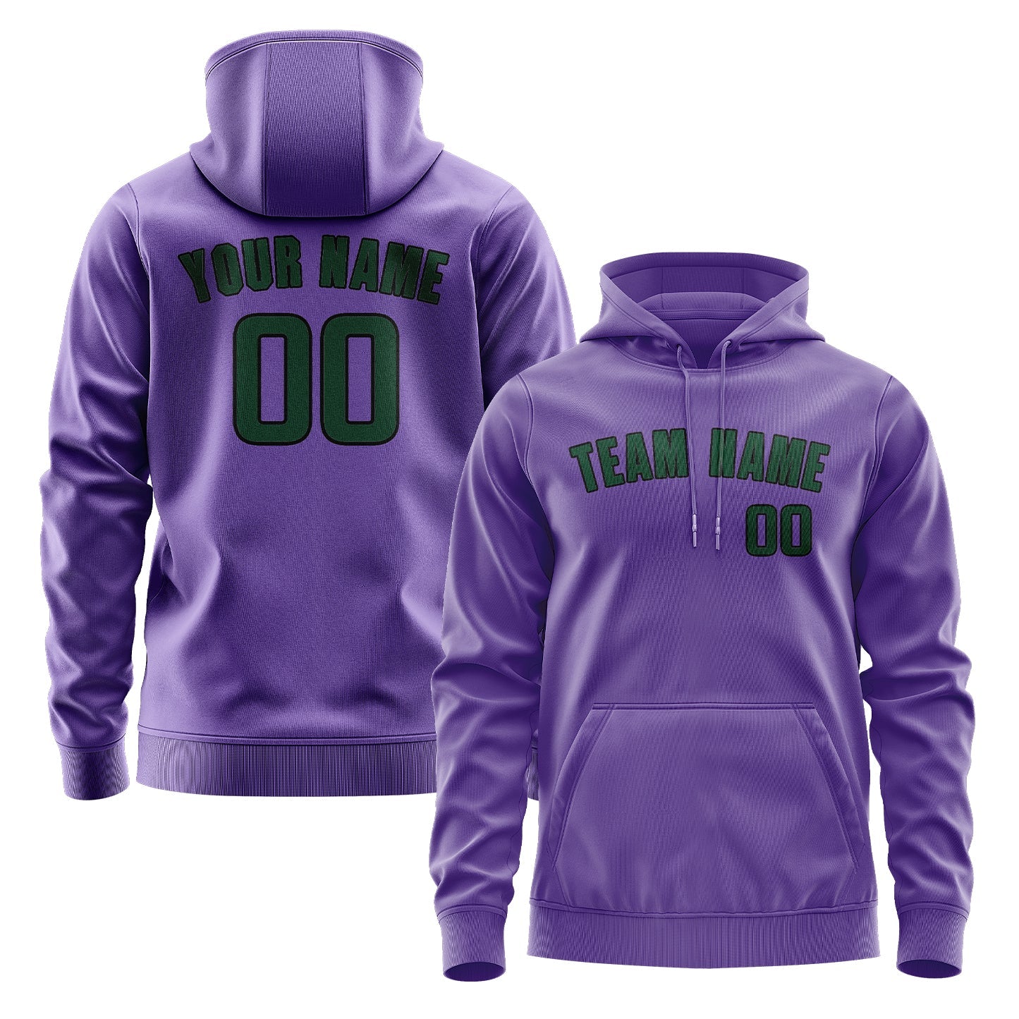 Sweat à capuche personnalisé violet clair et vert 