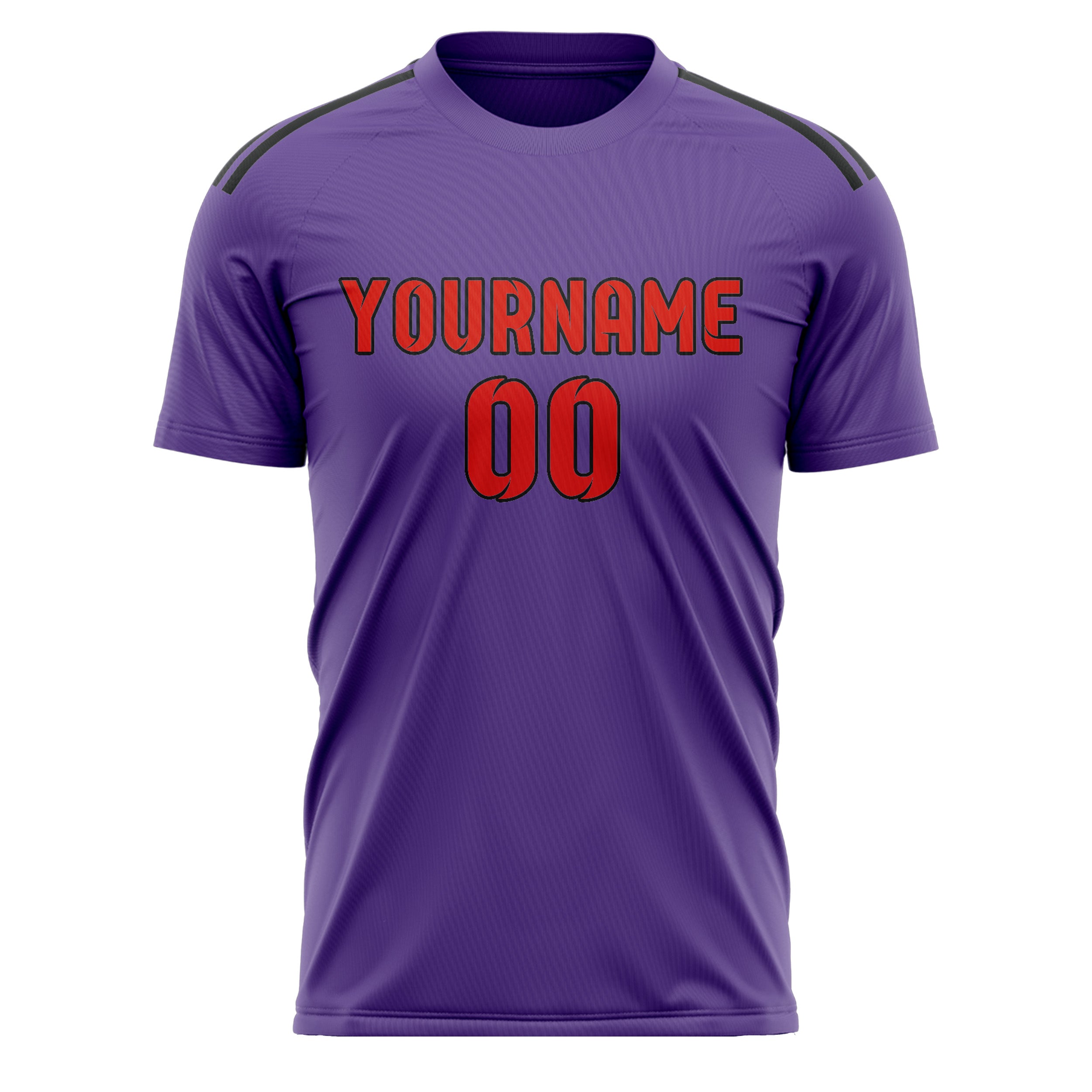 Maillot de football personnalisé violet clair, orange et rouge