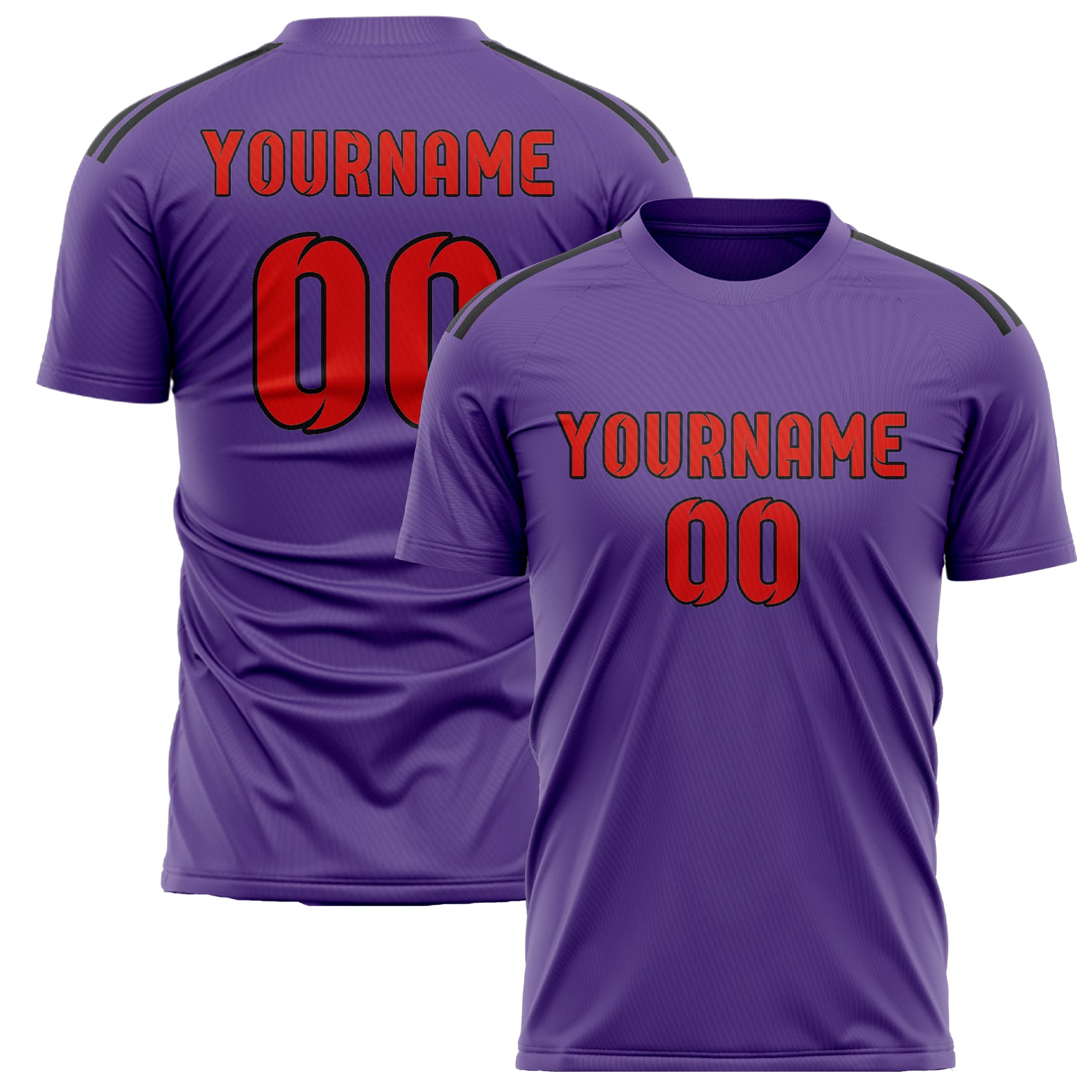 Maillot de football personnalisé violet clair, orange et rouge