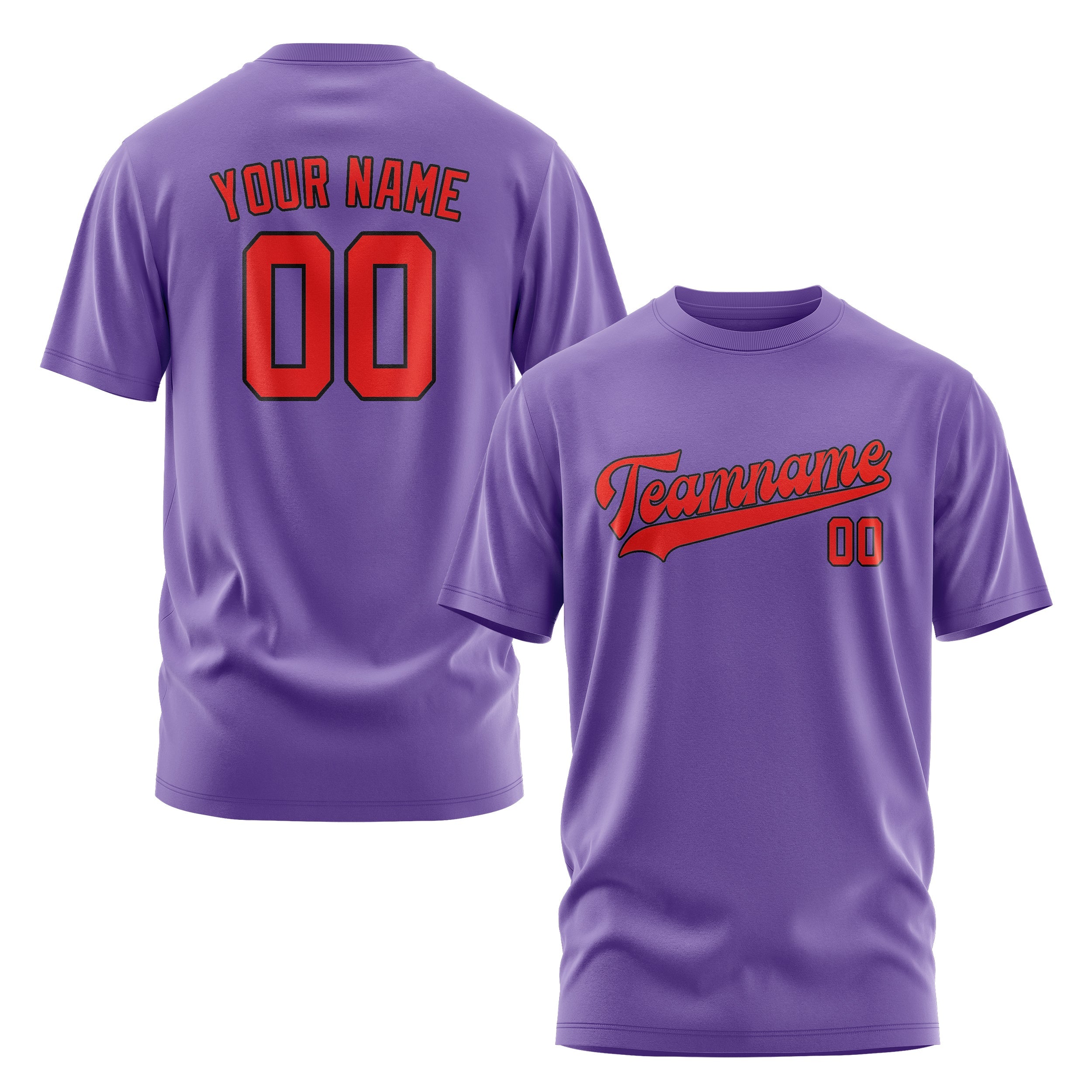 T-shirt personnalisé violet clair orange rouge