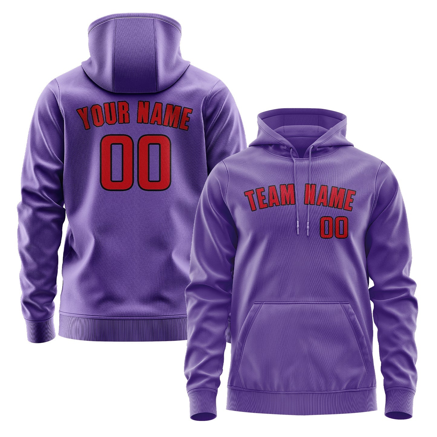 Sweat à capuche personnalisé violet clair et rouge 