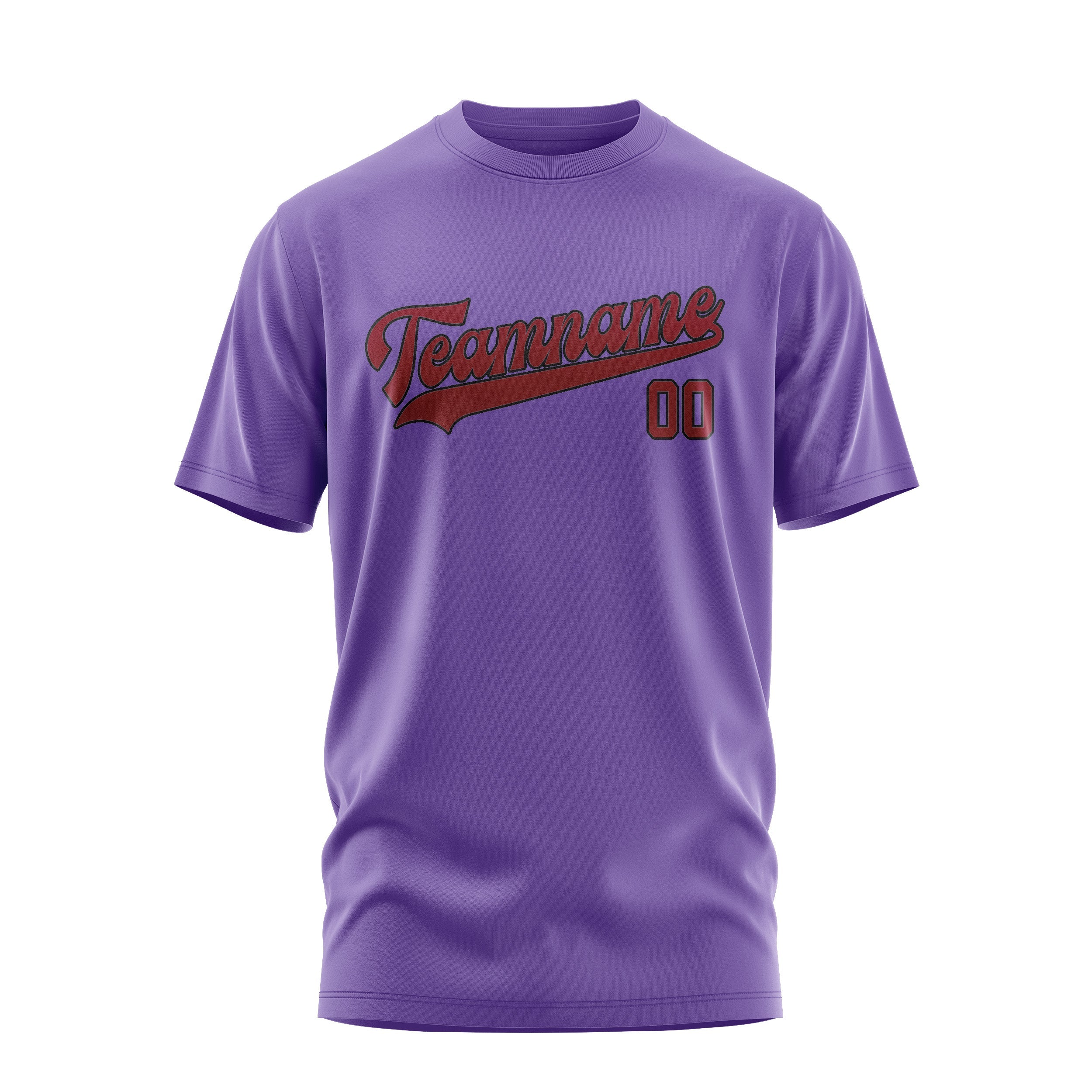 T-shirt personnalisé violet clair et rouge cramoisi