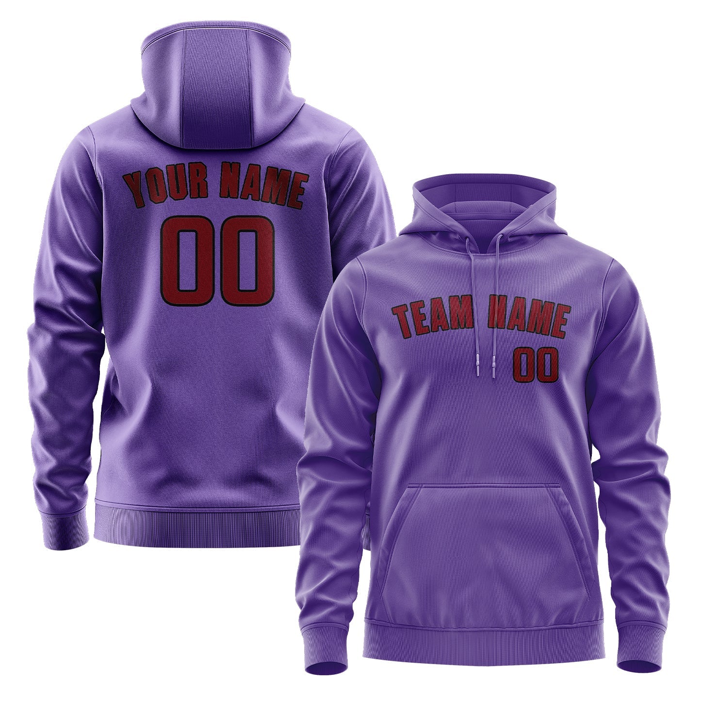 Sweat à capuche personnalisé violet clair et rouge cramoisi 