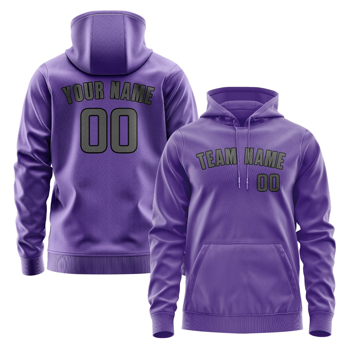 Sweat à capuche personnalisé violet clair et gris foncé 