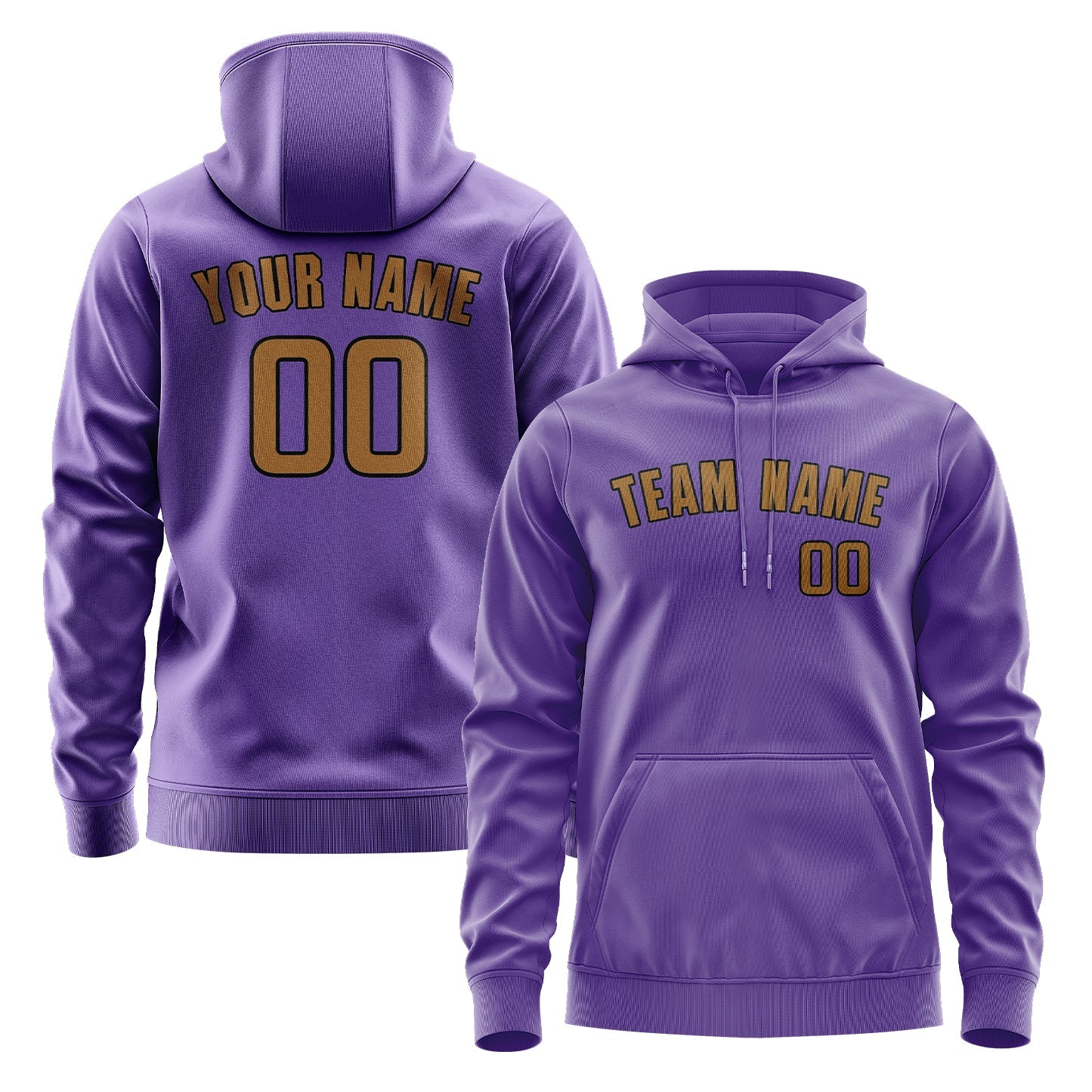 Sweat à capuche kaki violet clair personnalisé 