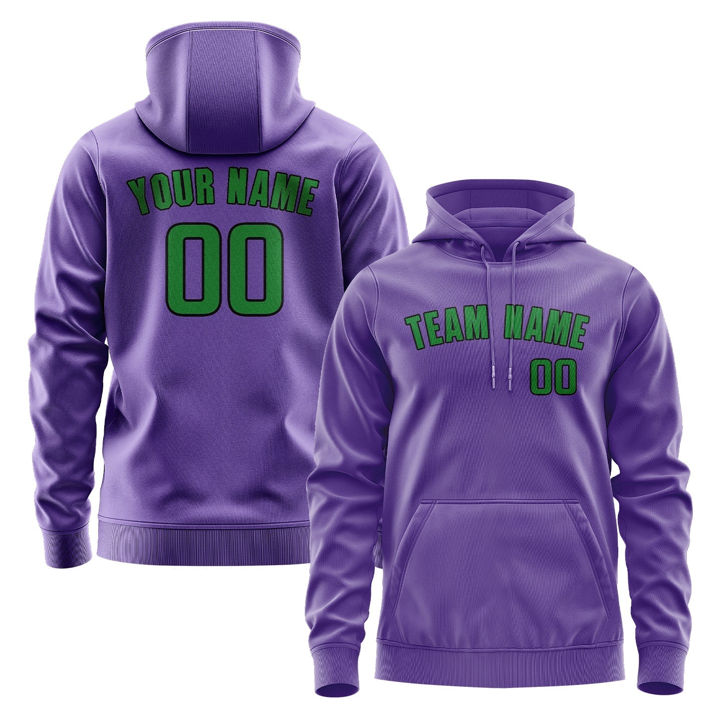 Sweat à capuche personnalisé violet clair et vert émeraude 