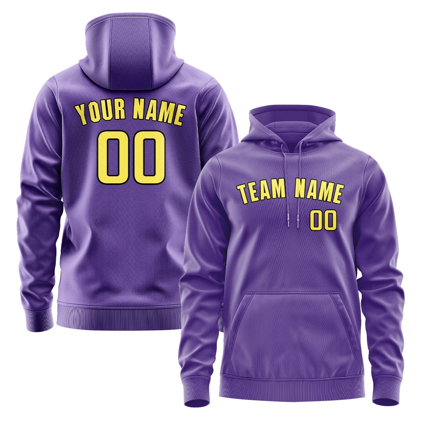 Sweat à capuche personnalisé violet clair et jaune clair 
