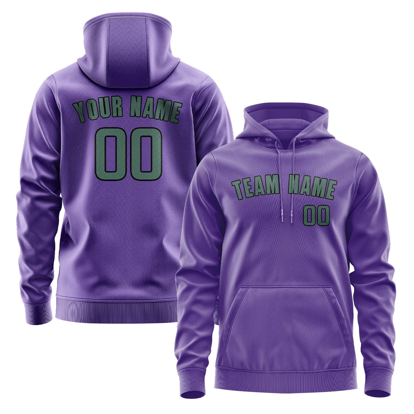 Sweat à capuche personnalisé violet clair, bleu et vert 