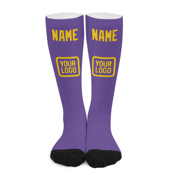 Chaussettes hautes personnalisées violet clair et or
