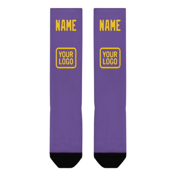 Chaussettes hautes personnalisées violet clair et or